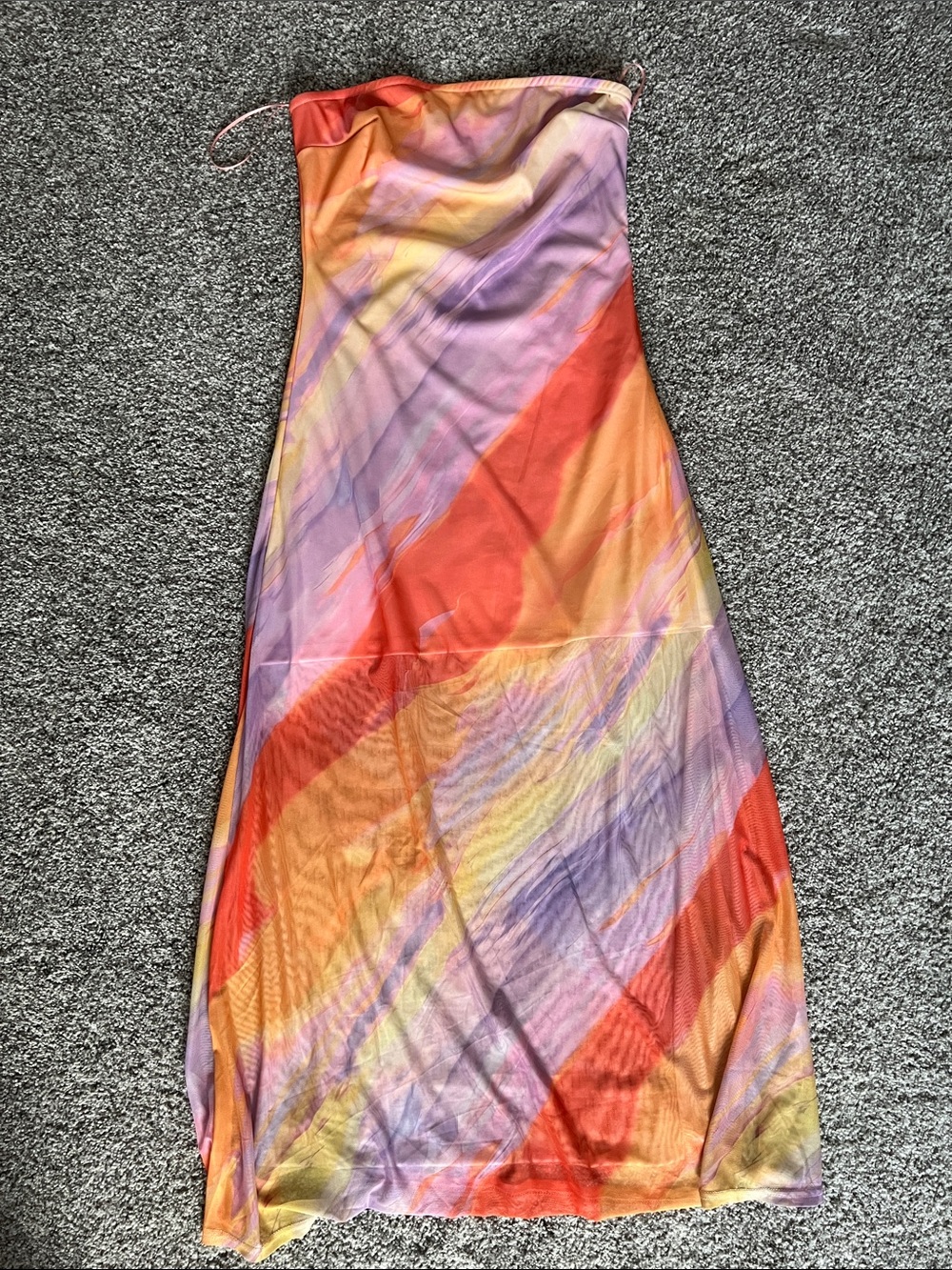 NWOT- 🧡🩷Strapless Multicolor Gradient Maxi Dress